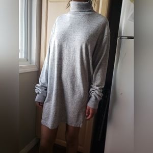Cozy Grey Turtleneck Sweater Dress